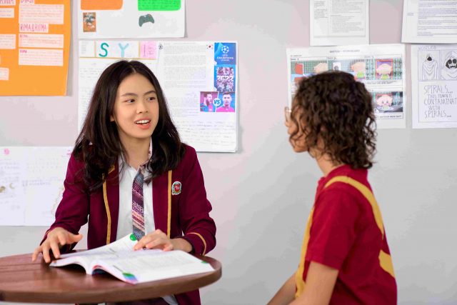 students practice French