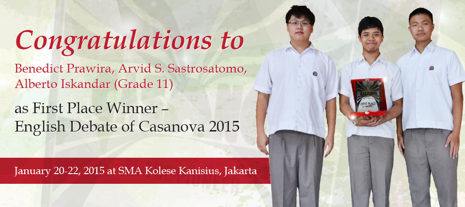 Congratulations to First Place Winner – English Debate of Casanova 2015