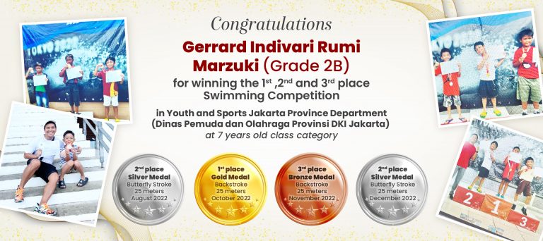Congratulations to Gerrard Indivari Rumi Marzuki ( Grade 2B ) for winning Swimming Competition